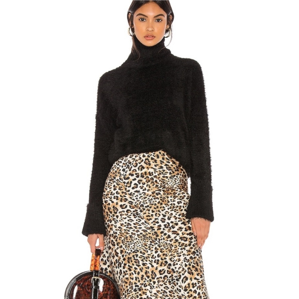 Majorelle Sabrina Fuzzy Black Turtleneck Sweater
